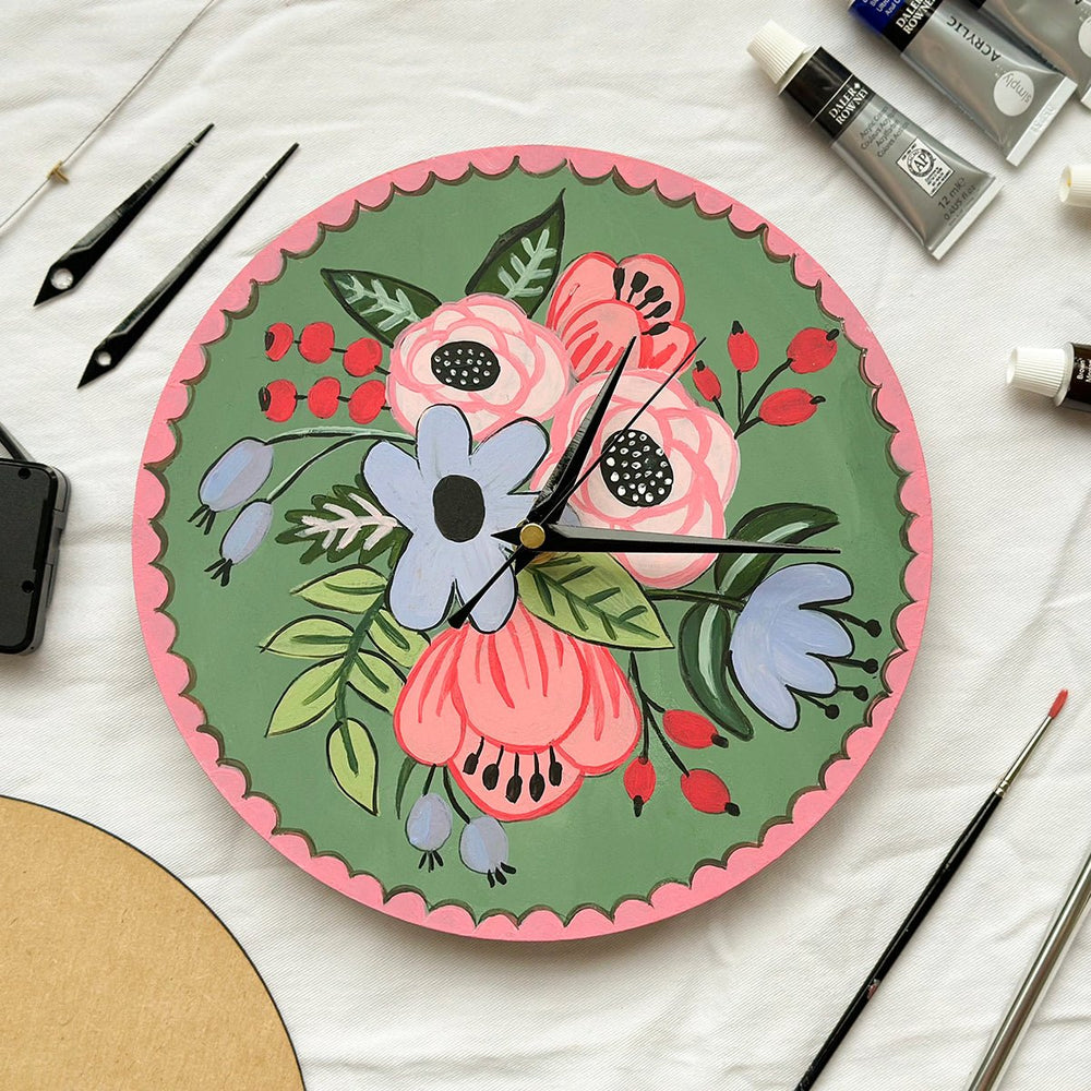 
                      
                        Tick Tick Bloom Painted Clock - MakeBox & Co.
                      
                    