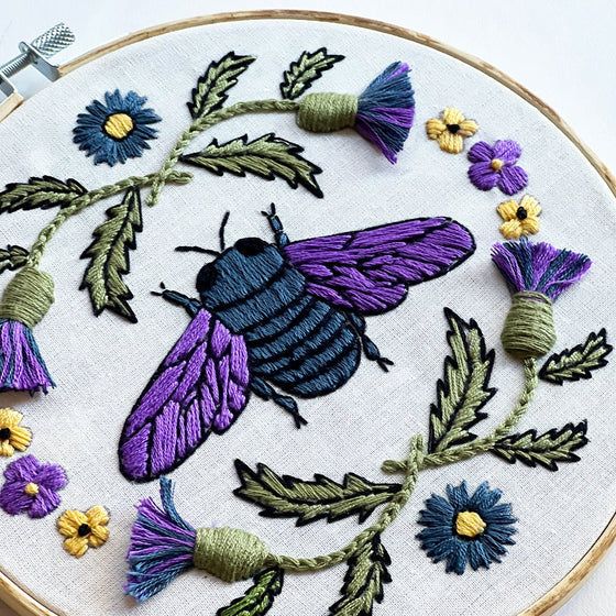 Violet the Carpenter Bee Embroidery - MakeBox & Co.