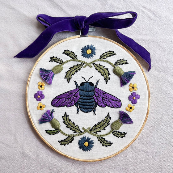Violet the Carpenter Bee Embroidery - MakeBox & Co.