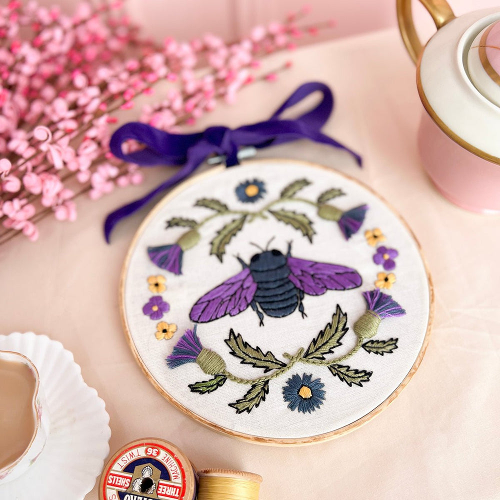 Violet the Carpenter Bee Embroidery - MakeBox & Co.