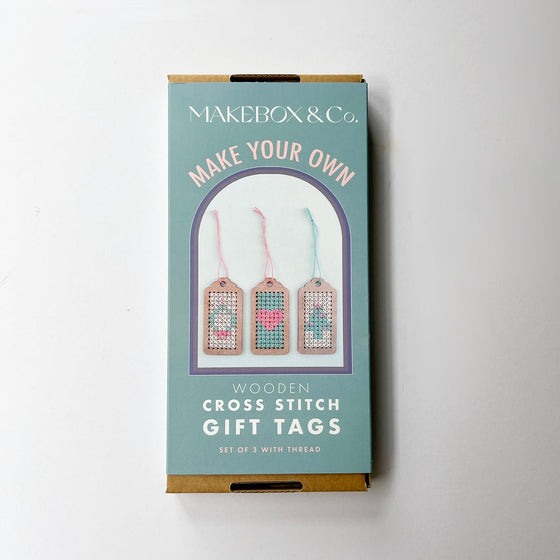 Wooden Cross Stitch Gift Tags - MakeBox & Co.