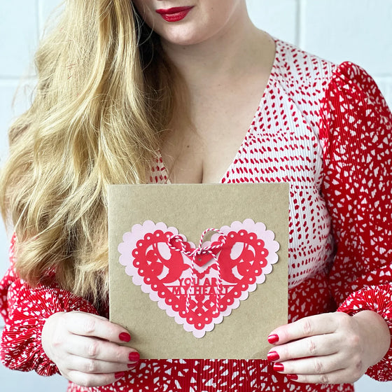 2 Large Heart Papercut Note Cards